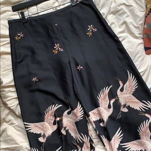 High-Waisted Black Crane Culottes